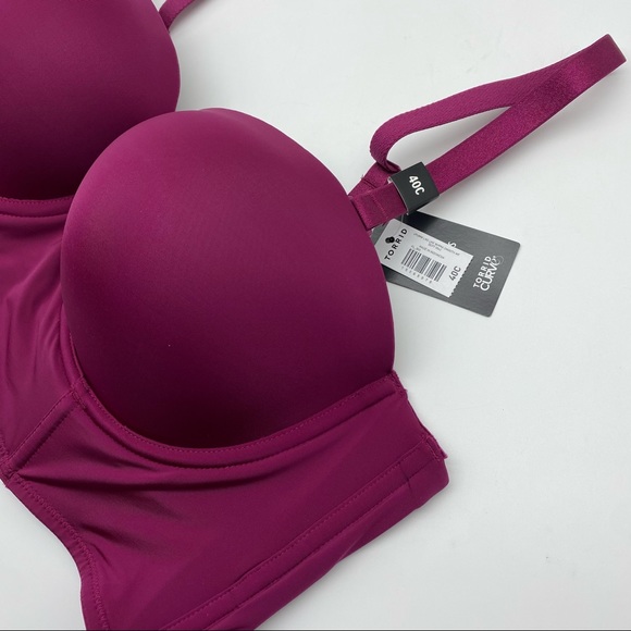 Torrid Women’s Plus Size Push-Up Dark Berry Pink MultiWay Strapless Longline Bra - Picture 12 of 15